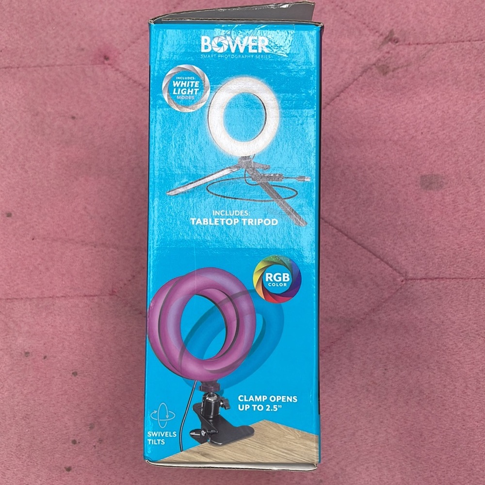 NIB  Bower Live streaming 6” RGB/white ring light Table tripod and clip … - Picture 4 of 6